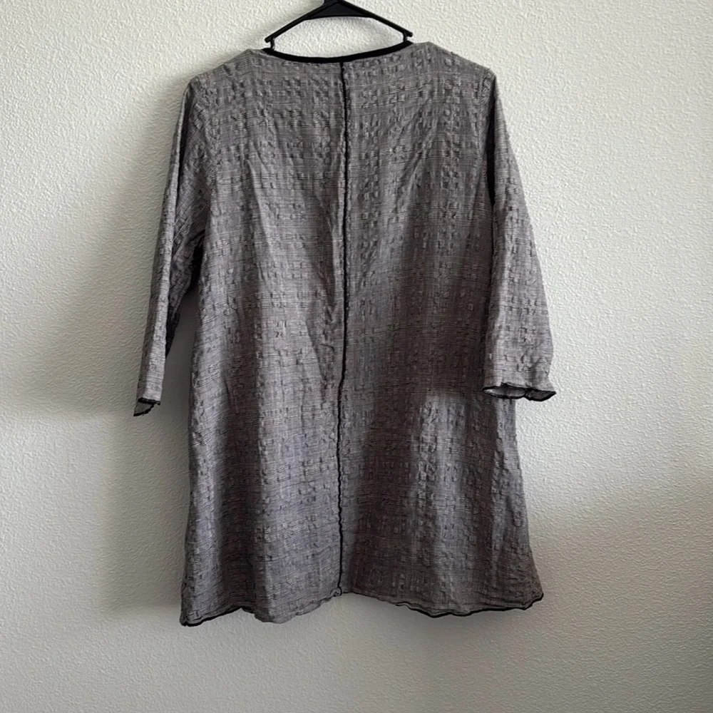 Focus Casual Life Linen Blend Lagenlook Textured V-neck Top Size Small - Picture 2 of 6